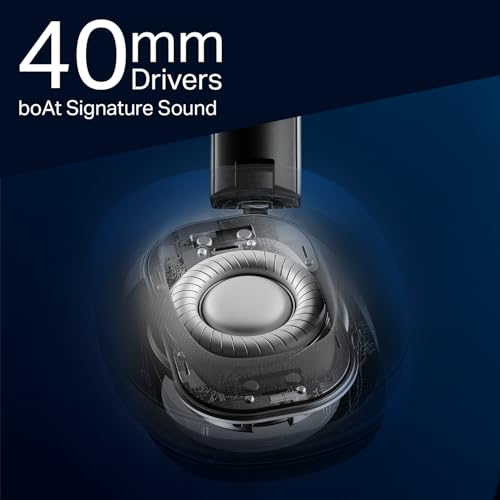 Image of Boat Rockerz Plus 550 ANC, (~40dB) Hybrid ANC, 80Hrs Playback, 40ms Low Latency Beast Mode, 40mm Drivers, BT v5.4, Bluetooth Headphones, Wireless Headphone with Mic (Cosmic Black)