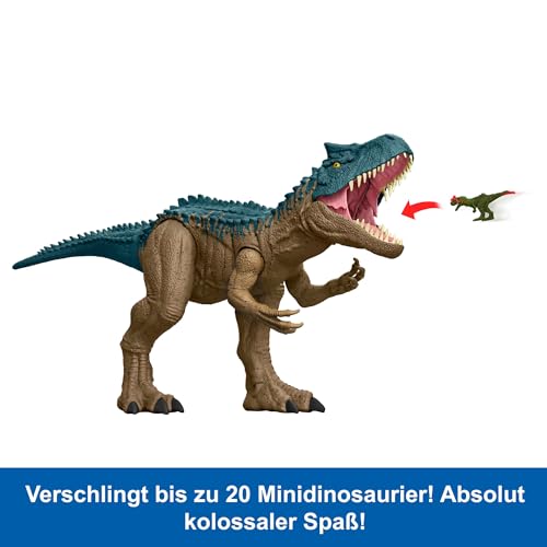 Mattel Jurassic World: Die Chaostheorie Netflix - Riesendino Allosaurus Actionfigur, extragroßer Dinosaurier, kann 20 Minifiguren verschlingen, ca. 96 cm lang, XL Action-Spielzeug, HRX53