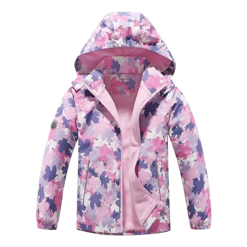 Image of MGEOY Boys Girls Rain Jackets Lightweight Waterproof Hooded Raincoats Windbreakers for Kids 4-12Y