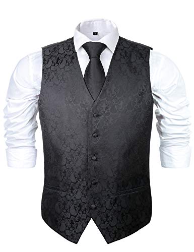 Mens Classic 2 Pcs Paisley Jacquard Suit Vest Set