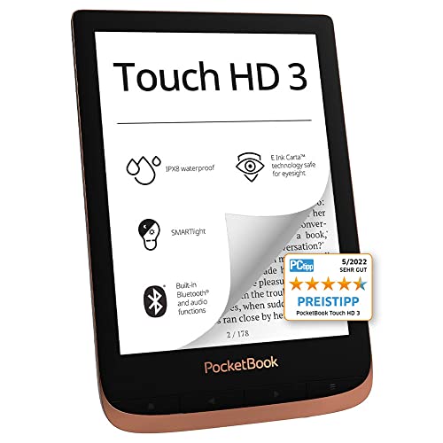 PocketBook e-Book Reader 'Touch HD 3' (16 GB di memoria; Display E-Ink Carta da 6 (15,24 cm), SMARTlight; Wi-Fi; Bluetooth), in rame Spicy