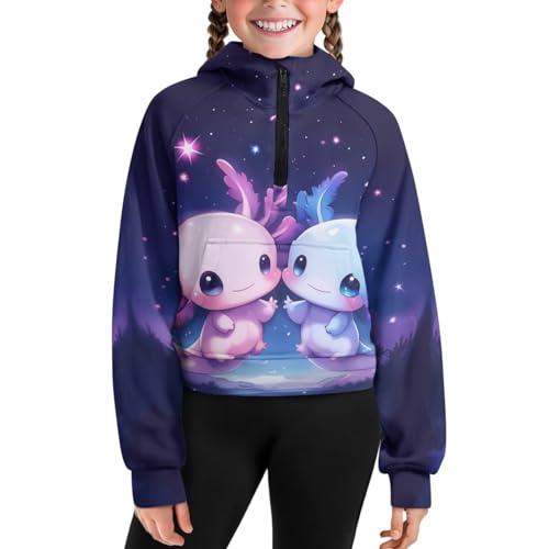 Girls Half Zip Sweatshirts Fleece Zipper Hoodie Size 5-14 Causal Soft Pullover Sweatshirts Crop Top Fall Clothes