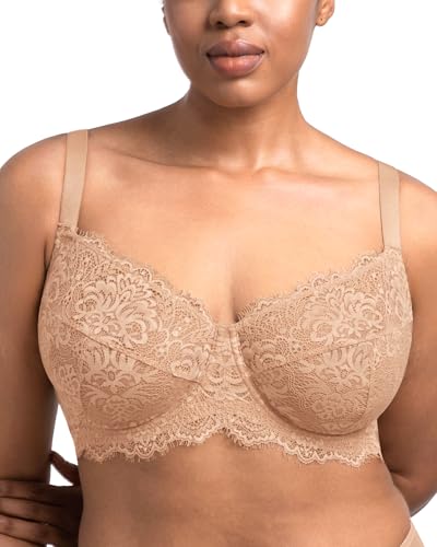 Image of HSIA Minimizer Bra for Women - Plus Size Full Coverage Lace Bra with Underwire, Non Padded