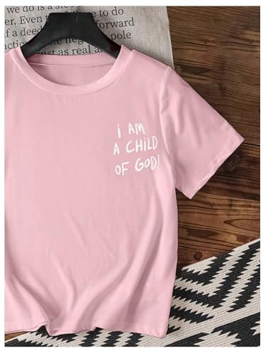 SHENHE Girl's Graphic Tees Slogan Print Short Sleeve Crewneck Cute Tshirt Summer Casual Top3