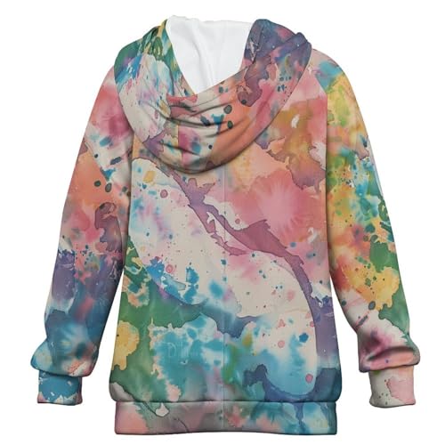 Watercolor Snake Skin Tie-dyeChildren's Raglan Sleeve Hoodie, Suitable for Home And Outdoor Use12-13Y2