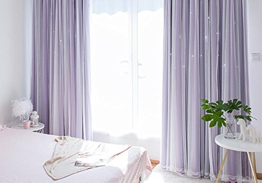 おしゃれカーテン透かし彫り星柄遮光カーテン2枚組100*178CM4 Amazon｜Kouso 2枚入 おしゃれカーテン！透かし彫り星柄 遮光