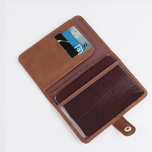 Image of House of Quirk Passport Holder Cover, PU Leather Passport Cover Case Organiser with Wallet for Credit Card, Money, Business Cards, Passport for Women Men (with Lock Brown)