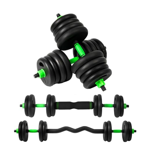 EIGFOH Pesas y Mancuernas Ajustables 10/15/20/30/40 KG Juego de Pesas 3en1 con Barra Recta y Curva, Mangos Antideslizantes, Kit Mancuernas para Gimnasio en Casa