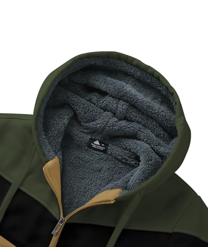 GEEK LIGHTING Mens Fleece Hoodies Zip Up Color Block Thick Winter Hooded Sweatshirt4