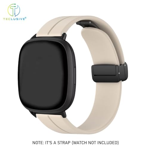 Image of T TECLUSIVE Soft Silicone Strap Band with Magnetic Lock Compatible for Fitbit Versa 4 / Versa 3 / Sense 2 | Adjustable Silicone Rubber Band for Versa 4 3 Sense
