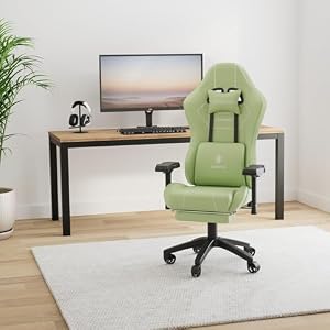 Dowinx Gaming Chair Tech Fabric with Pocket Spring Cushion, Ergonomic Computer Chair with Massage Lumbar Support and Footrest, Comfortable Reclining Game Office Chair 300lbs for Adult and Teen, Green Dowinx Gaming Chair Tech Fabric with Pocket Spring Cushion Ergonomic Computer Chair with Massage Lumbar Support and Footrest Comfortable Reclining Game Office Chair 300lbs for Adult and Teen Green
