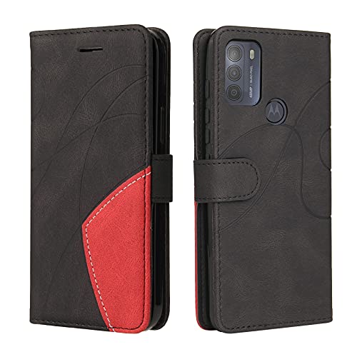 Fatcatparadise Cover per Motorola Moto G50, Flip Caso in PU Pelle Case Cover Libro Portafoglio Protettiva Custodia con TPU Sottile Antiurto,[Kickstand][Slot per Schede][Chiusura Magnetica] (Nero)