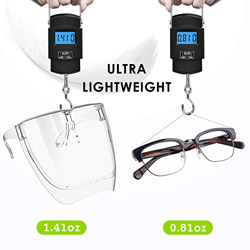 Ewa (5 Replaceable Visors Packed) Clear Safety Face Shield, Super Lightweight High-Definition Reusable Transparent Glasses, Protective Anti-Fog Shields, 1 Glass Frame + 5 Visors #TOP7