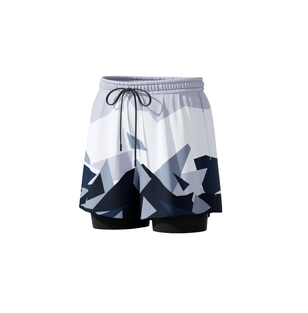 FABSPORTS Men's Quick Dry Swim Shorts/Trunks with Inner Lining | Lightweight 2-in-1 Athletic Shorts for Swimming, Gym & Outdoors | 95% Polyester 5% Spandex, Floral & Geometric Prints