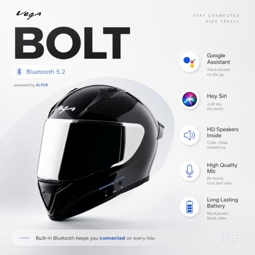 Vega Store Vega Bolt ISI Certified Smart Bluetooth Full-Face Helmet - Image 4