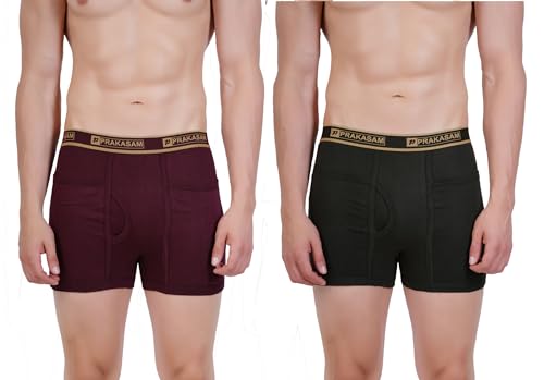 Image of PRAKASAM COTTON -Marlow Mens 100% Pure Combed Cotton Outer Elastic Pocket Trunks (Pack of 6)