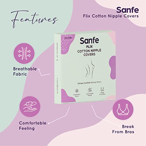 sanfe Flix Cotton Nipple Covers, 10 Breathable Nipple Pasties, No Show Bra for Women, Skin Friendly, Disposable White - Image 4