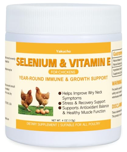 Selenium & Vitamin E Powder for Chickens | Poultry Nutrient Support Blend for Muscle Activity & Daily Balance | Feed Mix Additive for Chickens & All Poultry | 113g