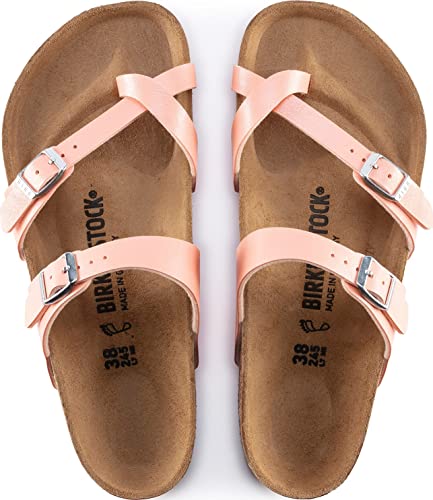 Image of Birkenstock Womens Mayari Graceful Coral Peach Birko-flor 40 R EU, Peach, 7 UK