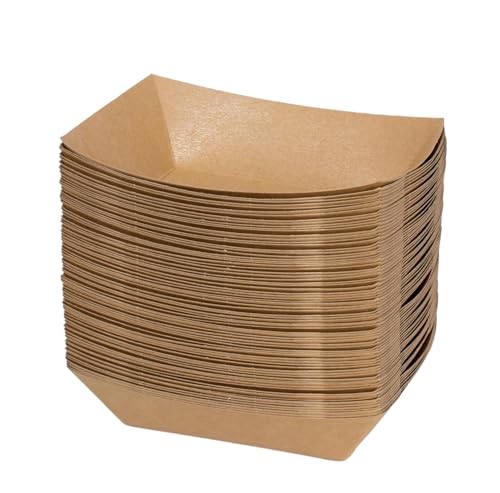 Ziyonix 100 Pièces Boîte en Papier Kraft pour Salade, Boîte à Frites Bol de Restauration Rapide en Carton Papier Kraft Boîte pour Frites Curry Intestin Salade Barbecue Sushi Snack Pack Bateau Box