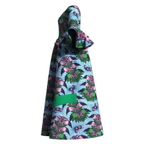Image of iooiooi Womens African Print Party Maxi Dress Ankara Long Dress & Headwrap | Ankara Print Maxi Dress for Women,Flared Bell Sleeve Party Gown