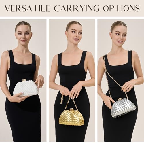 Image of CHUNLI Dressy Woven Clutch Purses for Women Evening Wedding Formal Occasion,Dumpling Crossbody Shoulder Handbags for Women