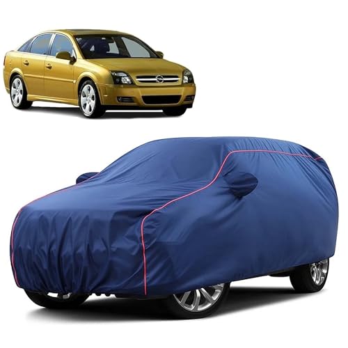 Image of Sulfar 100% Water Resistant Car Body Cover Compatible with Mirror for Opel Vectra (Triple Stitched, Full Bottom Elastic, Blue Taffeta with Red Piping)