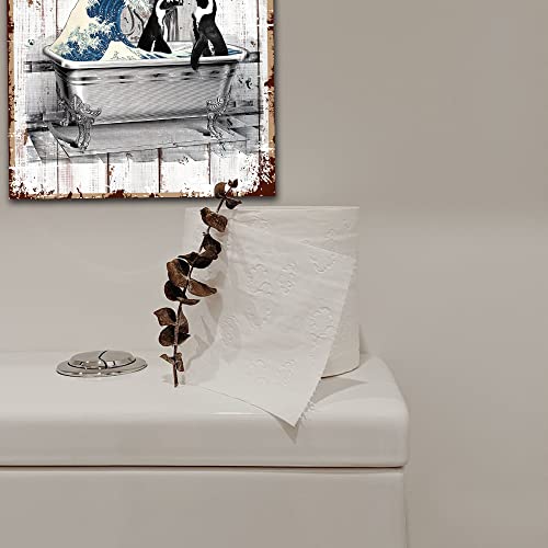 Funny Bathroom Signs Wall Decor, Adorable Penguin Photo Minimalist Wall Art Bathroom Prints, Fun Guest Bathroom Wood Wall Art Decor, Funny Bathroom Gifts For Women, Funny Message Cafe Bar Bathroom Decor #TOP3