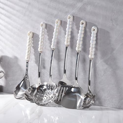 Küchenhelfer-Set aus Edelstahl, 7-teilig, mit Ständer, hitzebeständige Griffe für antihaftbeschichtetes Kochgeschirr, spülmaschinenfest, Kochutensilien für tägliche Mahlzeiten