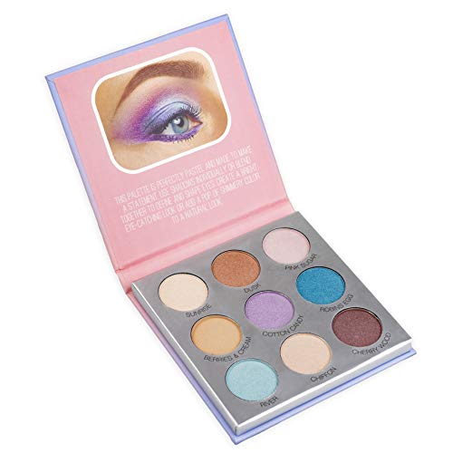 Nicole Miller Pastel Nudes Eye Shadow Palette, Eye Makeup for Women, Makeup Set and Cosmetics for Girls Eyeshadow Colors, Small Compact Set - 9 Pastel and Nude Shades