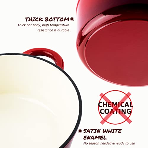 OVERMONT 26 cm Cocotte en Fonte Émaillée Four Hollandais Antiadhésive avec Couvercle Poignées e Recette – Image 7