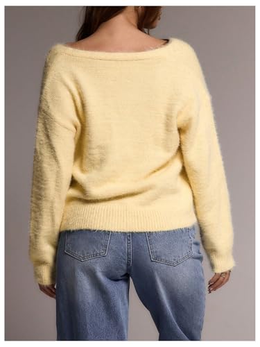 Women's Fuzzy V Neck Cardigan Button Down Long Sleeve Cozy Sweaters Winter Fall Clothes3