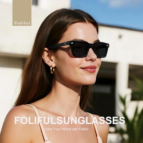 Classic Square Sunglasses for Women, Black Sunglasses for Women Trendy, Ladies Sun Glasses for Vacation Driving Beach2