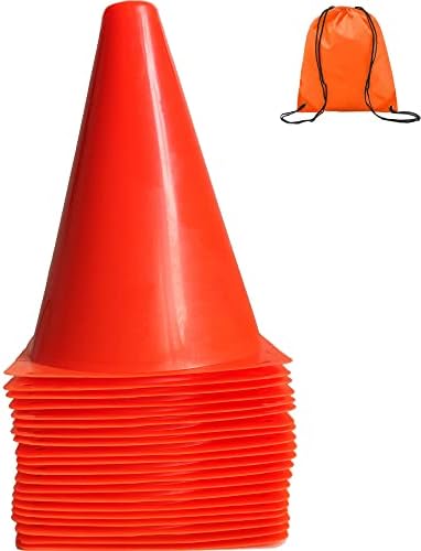 RengaoRise 20 Pack 7 Inch Small Soccer Cones Orange for Kids Training, Mini Traffic Cones Indoor and Outdoor, Small Plastic Agility Cones for Sports, Soccer, Football, Games RengaoRise 20 Pack 7 Inch Small Soccer Cones Orange for Kids Training, Mini Traffic Cones Indoor and Outdoor, Small Plastic Agility Cones for Sports, Soccer, Football, Games