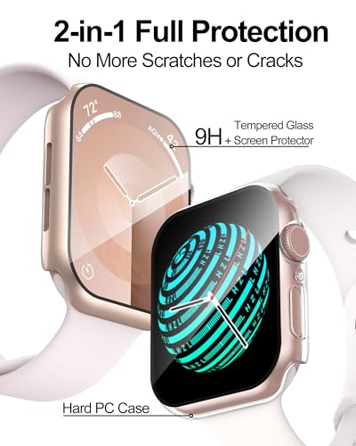 Smiling 2 Pack Case for Apple Watch SE 3 (2025)/SE 2/Series 6/5/4 40mm - Rose Gold & Transparent, Hard PC - 3