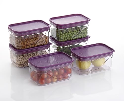 Image of Xiran Airtight Fridge Storage Boxes, Kitchen Containers with Lid Fridge Storage Containers, Kitchen Accessories Items, Plastic Kitchen Organizer Storage Set for Vegetables, Fruits(800ML, Pack of 6)