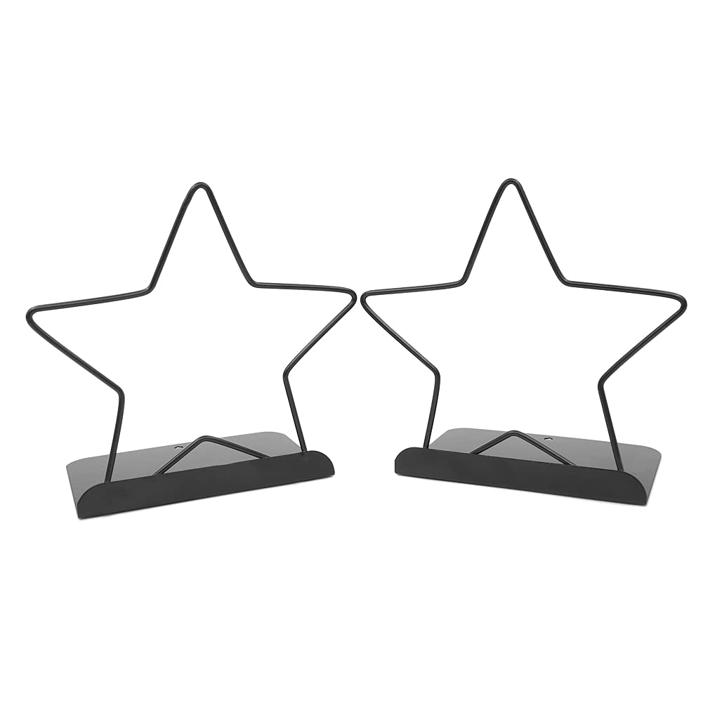 Buchstütze mit Stern, rutschfest, Metall, Buchstützen für Zuhause, Regale, Schule, Büro, Dekoration, Kinder, Studium, Geschenk (schwarz)