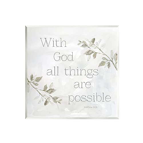 Stupell Industries With God All Things Possible Floral Sprig Religious Phrase Wood Wall Art, Design By Carol Robinson