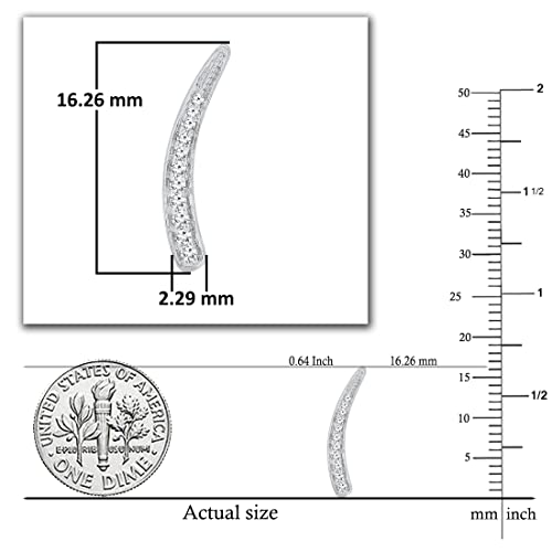 Dazzlingrock Collection 0.13 Carat (Ctw) 18K Round White Diamond Ladies Curved Bar Ear Climber Earrings, White Gold #TOP4