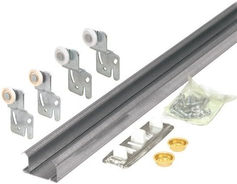 161791 Galvanized Steel Top by-Pass Door Hardware Set Metallic