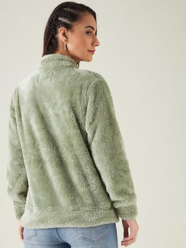 Image of Modeve Women Solid Full Sleeve Fur Standard Length Jacket For Winter