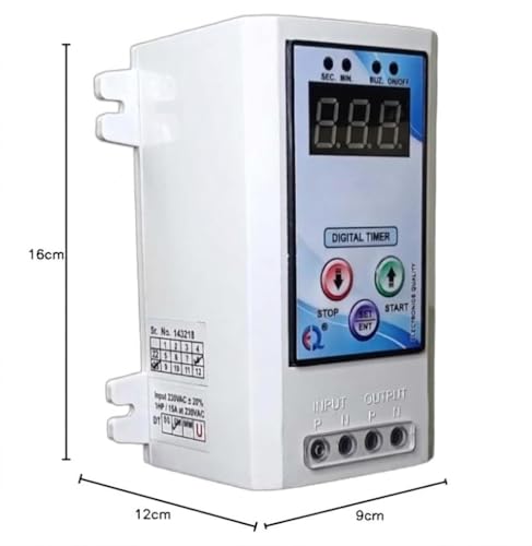 Image of Hartley Digital Cyclic Timer Switch Adjustable ON /Off Delay (Seconds /Minutes) for Fogger,Hydrophonics and Irrigation & Other cyclic (230V), Auto Stop Application Up to 1Hp /15A