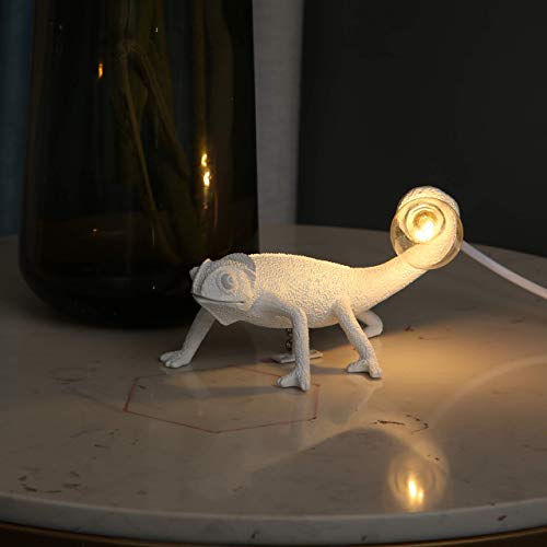 Image of MAYOLA Modern Chameleon Table Lamp,Desk lamp,Night Light,Wall Lamp, Resin Chameleon Lighting Fixture for Living Room, Bedroom, Office,Kids(Table Lamp, B-White)