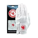 RED ROOSTER Sussex Premium Golf Glove, Cabretta Leather, White, Ultra-Thin Tournament Design (Cadet Large, Worn on Left Hand)