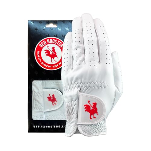 RED ROOSTER Sussex Cadet Premium Cabretta Leather Golf Glove, Ultra-Thin, White (Medium Large, Left)