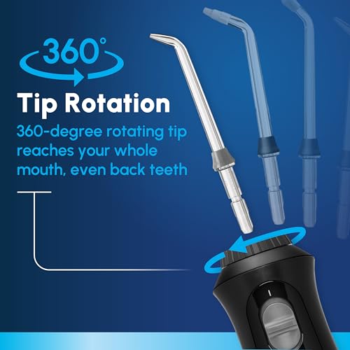 Image of Waterpik Cordless Pearl Rechargeable Portable Water Flosser for Teeth, Gums, Braces Care and Travel, Extra Quiet, 4 Flossing Tips - ADA Accepted, WF-13 Black, Amazon Exclusive