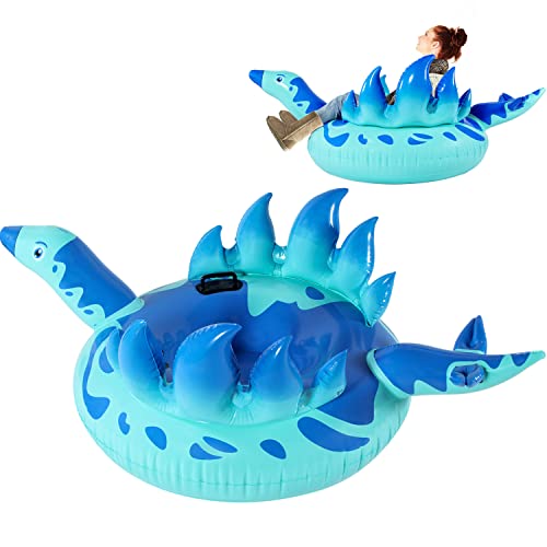 Parentswell Inflatable Dinosaur Snow Tube, 75In Giant Stegosaurus Snow Tubes With Reinforced Handles & Double-Layer Bottom, Heavy Duty Snow Tubes Winter Snow Sled For Kids And Adults #TOP5