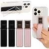 4 Pieces Phone Grip Strap Telescopic Phone Kickstand Elastic Finger Holer Hand Strap Adhesive Loop for Phone Grip with Stand Compatible with Most Smartphones Black, Rose Gold
