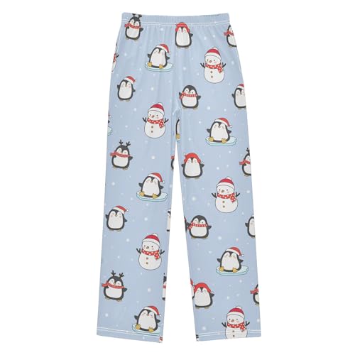 Boys' Pants Cute Penguin Snowman Christmas Long Bottoms Jogger Pants Elastic Waist Trousers with Pockets S-XL