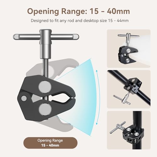 SMALLRIG 10 Inch Magic Arm with Super Clamp Large Crab Pliers Clip for Monitor, LED Light for DJI Osmo Pocket 3, for DJI Osmo Action 4, for GoPro - KBUM2732B